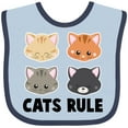 thumbnail image 3 of Inktastic Cats Rule with Cat Heads Boys or Girls Baby Bib, 3 of 4
