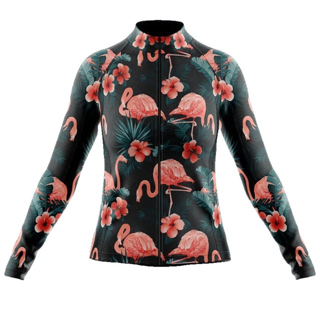 Flamingo Long Sleeve Cycling Jersey For Women - XXS