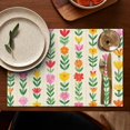 thumbnail image 4 of Pioneer Flower Floral Print Pattern Summer Placemats Table Placemats Set Of 6-Linen Kitchen Washable Placemats Table Mats 12x18 Inch Non-Slip Heat Resistant, 4 of 5