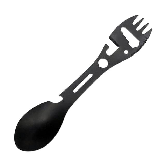 Vajilla Spork Zulema Multifuncional Cubiertos portátiles de acero inoxidable negro
