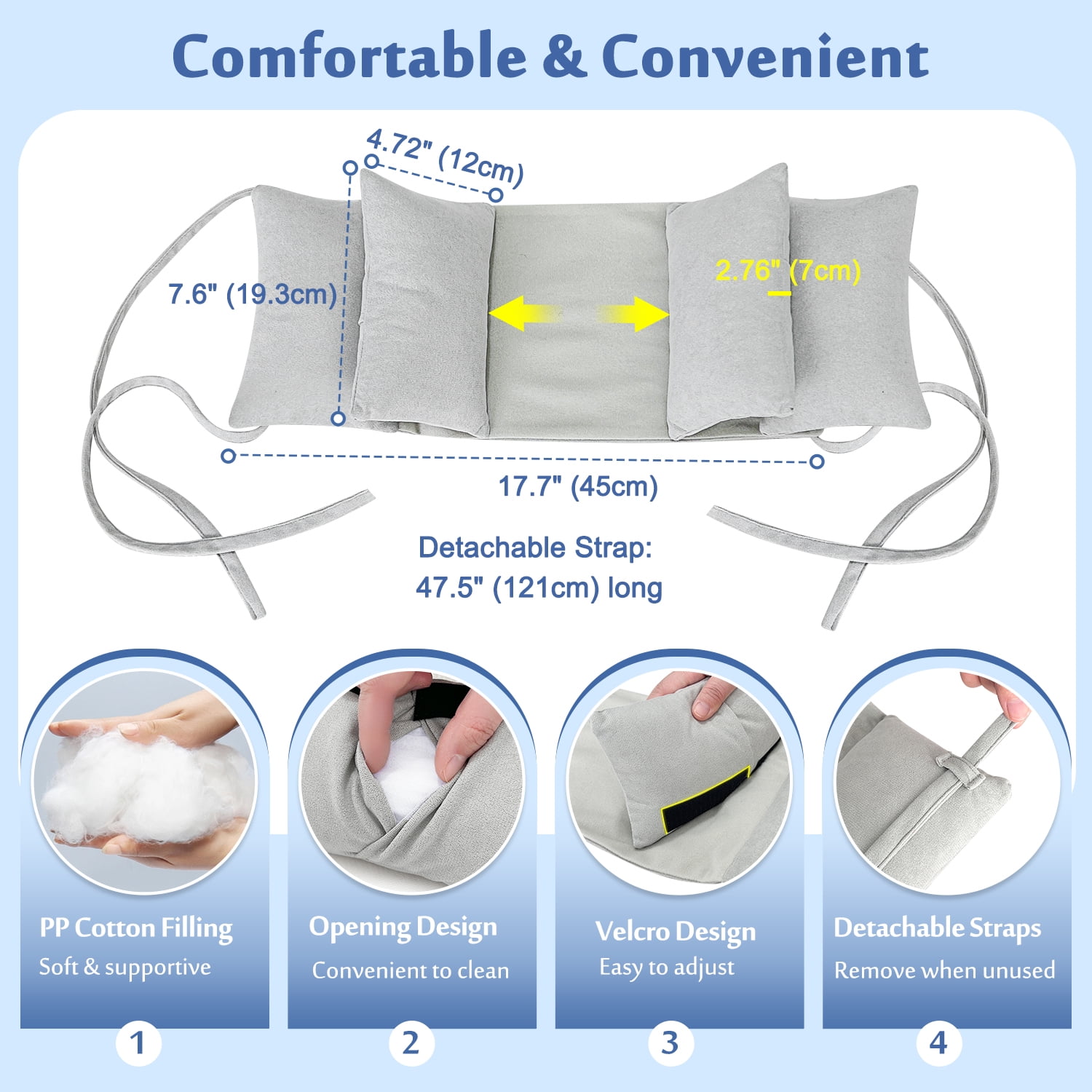 Neck Stabilizer Wedge Pillow for Sleeping Upright, Head Support & Medical Positioning – Ideal for Recliners, Wheelchairs, Side Sleepers, Elderly, Disabled, and Bedridden