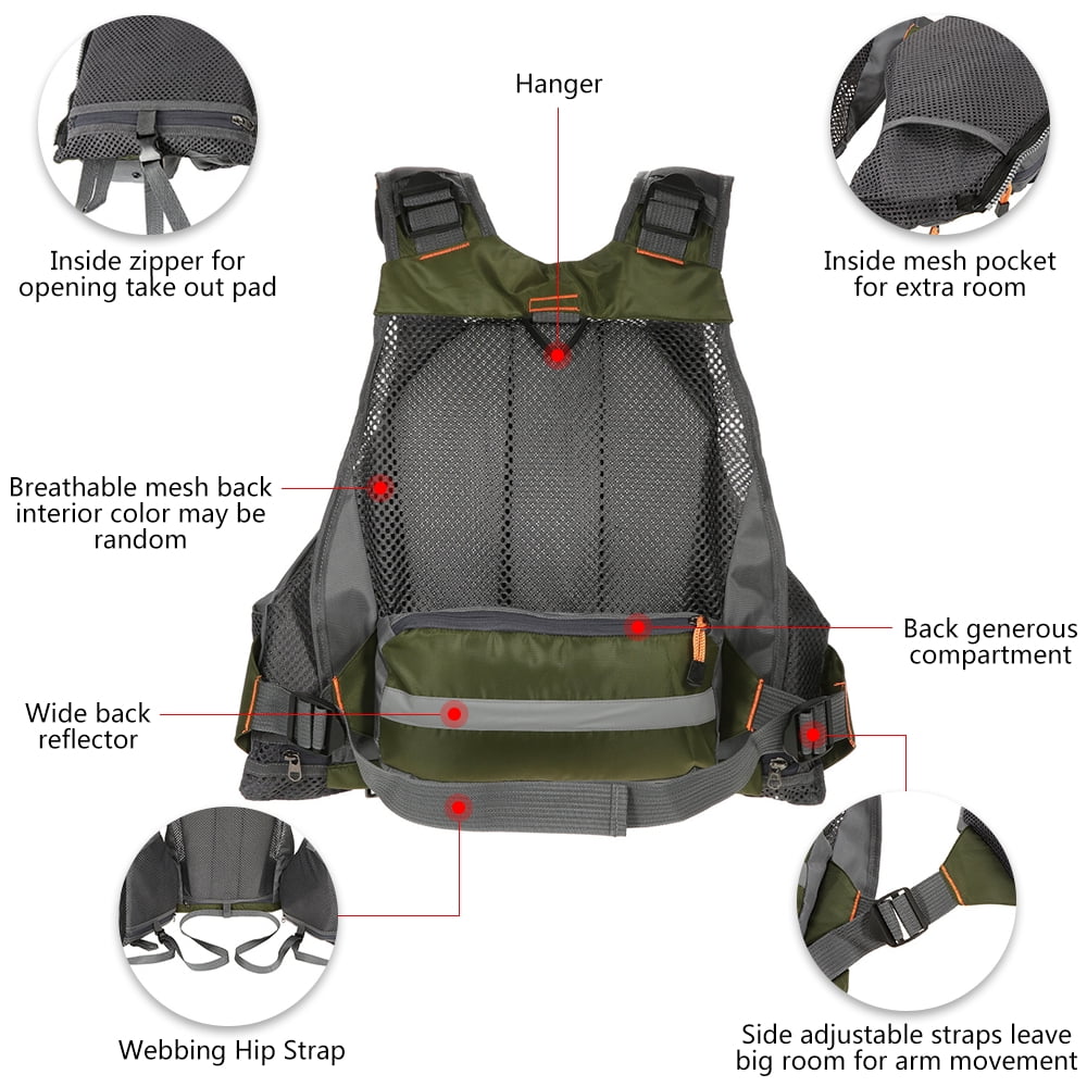 Lixada 3 In 1 Mesh Fly Fishing Vest and Backpack Breathable Outdoor Fishing  Safety Life Jacket Fisherman Multifunctional Vest