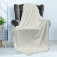 thumbnail image 4 of Herringbone Soft Flannel Fleece Throw Blanket, Vertical Borders with Chevron Triangles Hand Drawn Style Random Lines Hipster, Cozy Plush for Indoor and Outdoor Use, 50" x 70", Tan White, by Ambesonne, 4 of 5