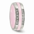 thumbnail image 5 of White Stainless Steel Ring Band Wedding Cubic Zirconia CZ, 5 of 7