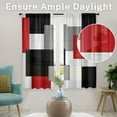 thumbnail image 3 of Red Kitchen Curtains 63 Inch Length Geometric Window Curtains Over Sink Set of 2, Black Grey White Curtain for Bedroom Living Room, Modern Abstract Kitchen Decor 42x63 Inch, 3 of 7
