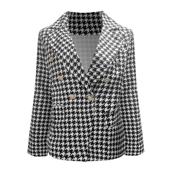 Vedolay Suit Jackets for Women Blazer Suit Open Front Long Sleeve Fitted Ruffle Casual Office Jacket,Black L