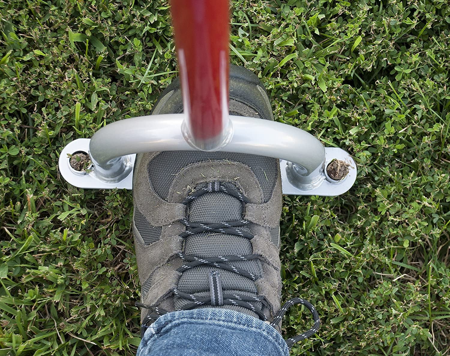 Garden Weasel Core Lawn Aerator - Comfort Grip Handle, Carbon Steel - Red