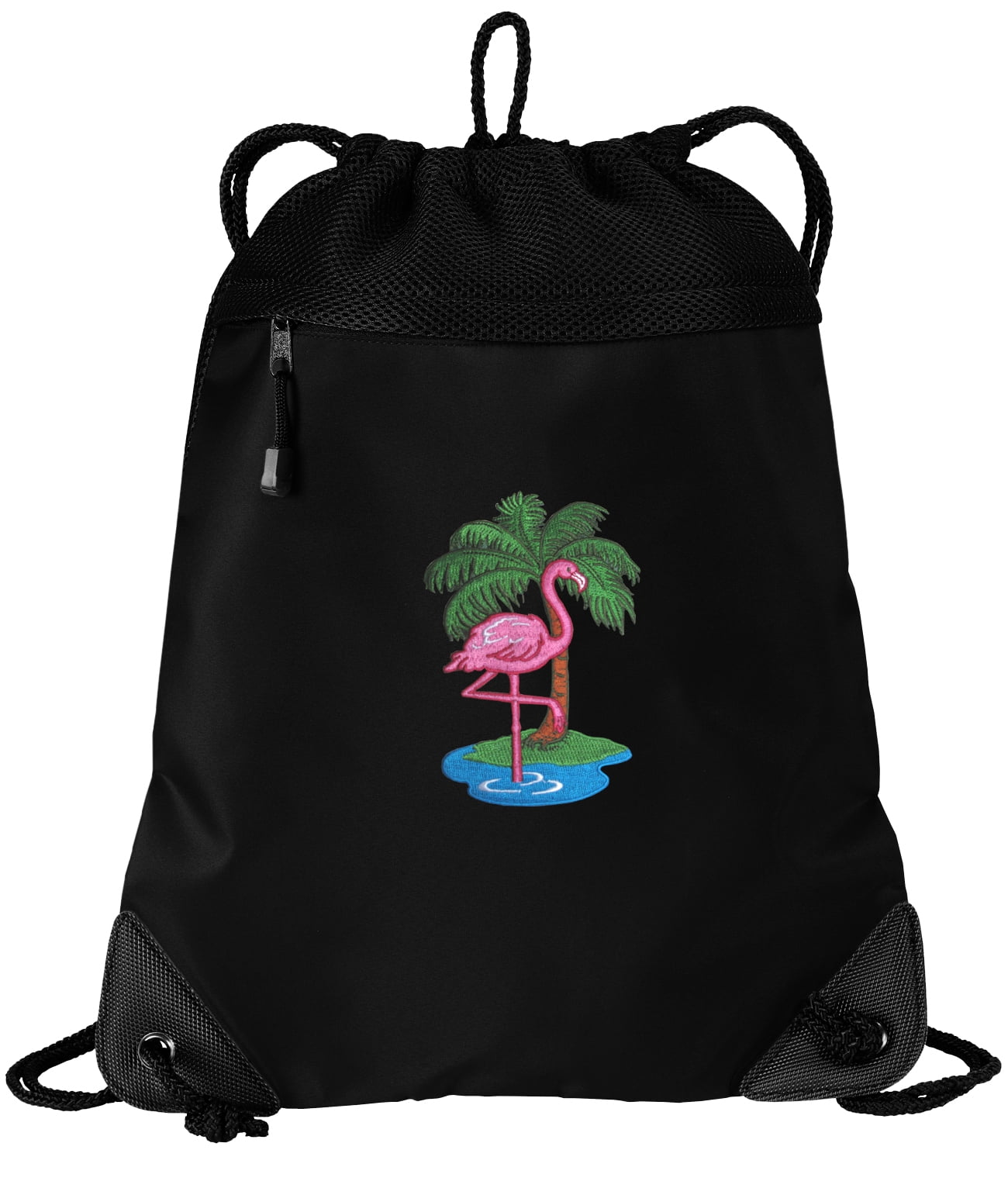 Flamingos Drawstring Backpack CANVAS Pink Flamingo Cinch Pack
