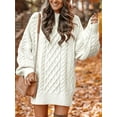 thumbnail image 5 of SOMER Sweaters for Women Oversized, Long Sleeve Cable Knit Trendy Womens Sweaters, Casual Loose Crewneck Chunky Pullover Sweaters for Women Fall 2025, Beige, 5 of 8