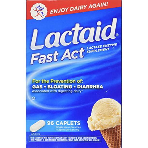 LactaidFast Act Lactase Enzyme Supplement, 96 Caplets