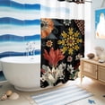 thumbnail image 5 of No Hook Shower Curtain, Bohemia Shower Curtains for Bathroom with See Through Top Window, Vintage Boho Floral Flowers Leaves Plants Black Waterproof & Washable Bath Curtain Stand Up Stall 36"x72", 5 of 9