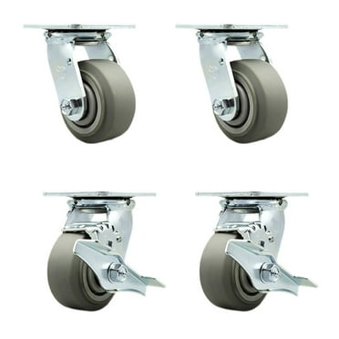 Tool Box Caster Wheel Set – 4 Inch Thermoplastic Rubber Swivel Casters – SCC