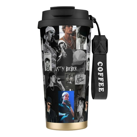 500ml Leak Proof Reusable Vacuum Insulated Mug Justin Bieber (20) 316 Stainless Steel Coffee Cup Black Tumbler