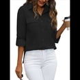 thumbnail image 3 of Camisas de con Botones para Mujer, Blusa de Larga, Informal, para Trabajo o Oficina. Negro M, 3 of 10