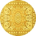 thumbnail image 1 of Ahgly Company Machine Washable Indoor Round Medallion Yellow Traditional Area Rugs, 3' Round, 1 of 4