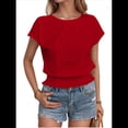thumbnail image 3 of Blusa Informal Elegante con Mangas y Dobladillo Fruncido para Mujer, Color Rojo, Talla S, 3 of 8