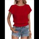 thumbnail image 3 of Blusa Informal Elegante con Mangas y Dobladillo Fruncido para Mujer, Color Rojo, Talla S, 3 of 8