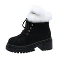 thumbnail image 7 of Womens Winter Boots Lace up Platform Lug Sole Chunky Heel Suede Round Toe Warm Short Snow Booties, 7 of 7