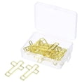 thumbnail image 1 of Unique Bargains 1 Paper Clip Cross-Shaped Cute Decorative Fun Clips Bookmarks 1.3 Inch Gold Tone, Pack of 20, 1 of 5