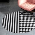 thumbnail image 4 of Black And White Harlequin Diamonds And Stripes Round Carpet Circle Rug Outdoor Patio Area Rug Washable Large Area Rugs Hallway Room Decor Fitness Mats, 4 of 8