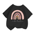 thumbnail image 1 of Chemises Filles Enfants Mode Imprimé Col Rond Manches Courtes Tee Été Mignon Décontracté Hauts Filles Noir 2 Ans-4 Ans, 1 of 4