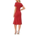 thumbnail image 3 of INSPIRE CHIC Women's Sheath Dress Cocktail Party 1950s Vintage Button Decor Ruffled Mermaid Midi Dress XS Red, 3 of 6