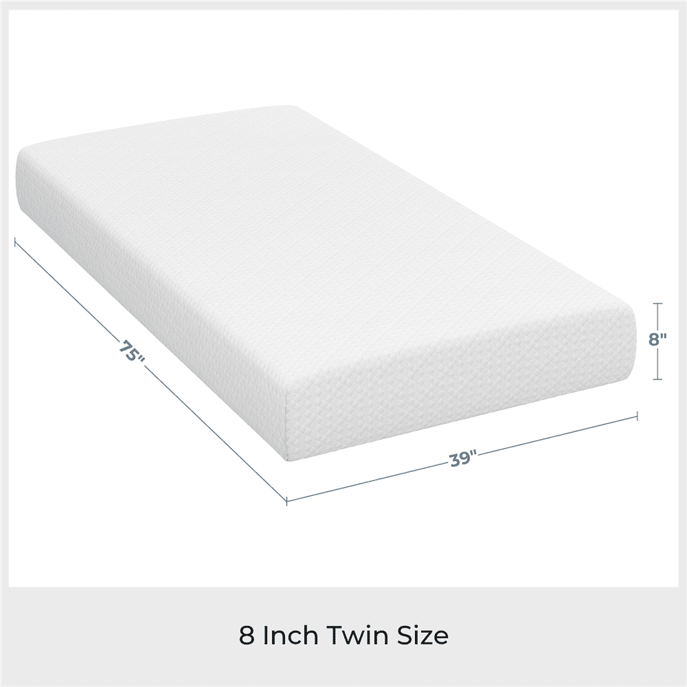 Yaheetech 8" Twin Size Cooling Gel Memory Foam Mattress Medium Firm with Green Tea Scent