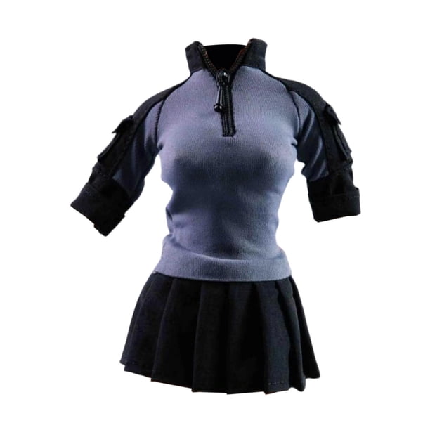 Conjunto de ropa y accesorios para uniforme de combate femenino, camisa, falda, disfraz, regalos fáciles de usar. Abrigo gris