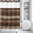 thumbnail image 2 of No Hook Shower Curtain, Brown Wooden Shower Curtains for Bathroom with See Through Top Window, Vintage Farmhouse Retro Art Waterproof & Washable Bath Curtain Stall 48"x72", 2 of 9