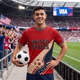 thumbnail image 5 of USA 2026 Soccer Cup Style V-Neck Jersey for Men, Short Sleeve Breathable Top with Dynamic Star & Ball Graphic, Lightweight Athletic Shirt, 1 PC Wine XXXXL, 5 of 8