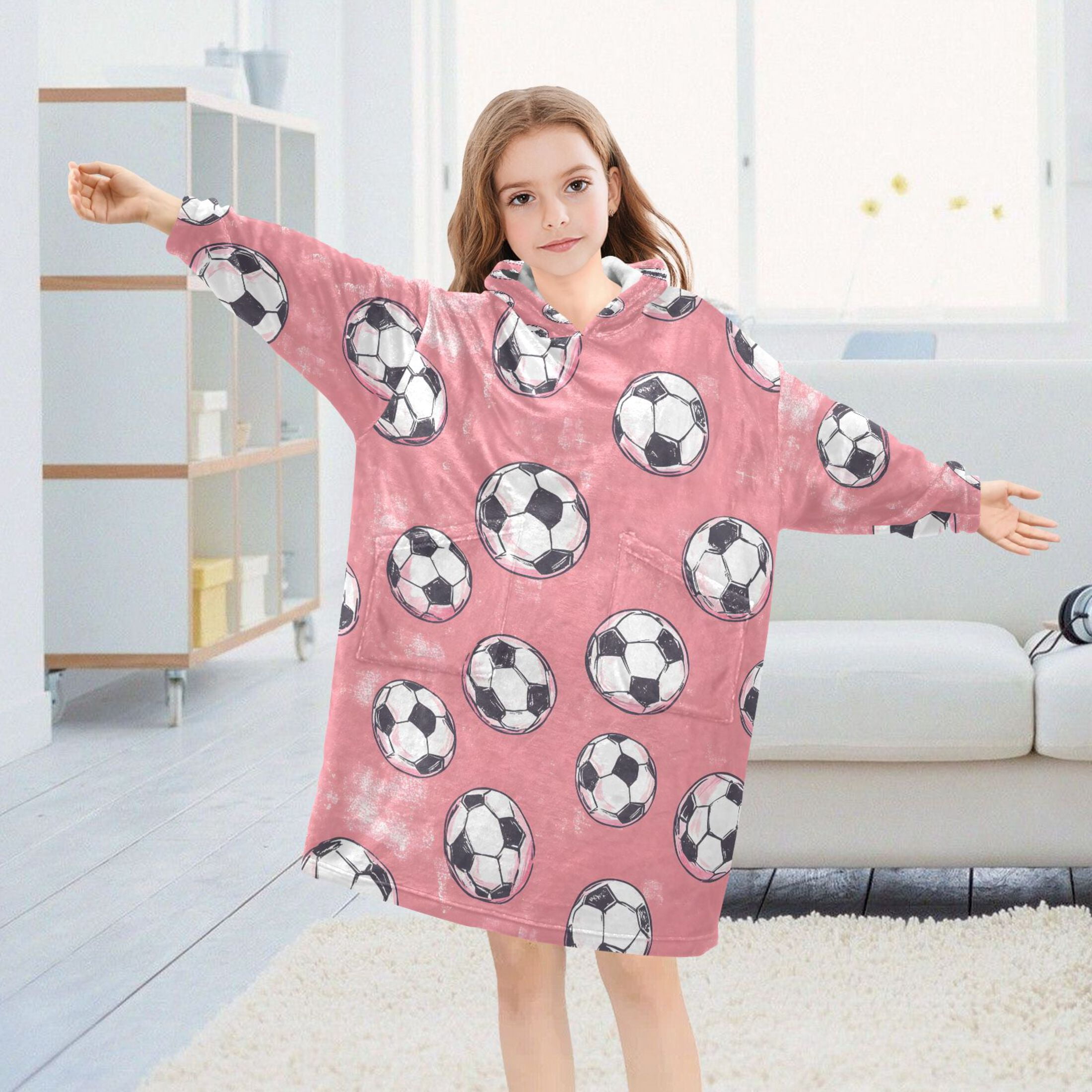 joogoo Wearable Blanket Hoodie for Footballs Oversized Sherpa Hooded 3-14 YR M
