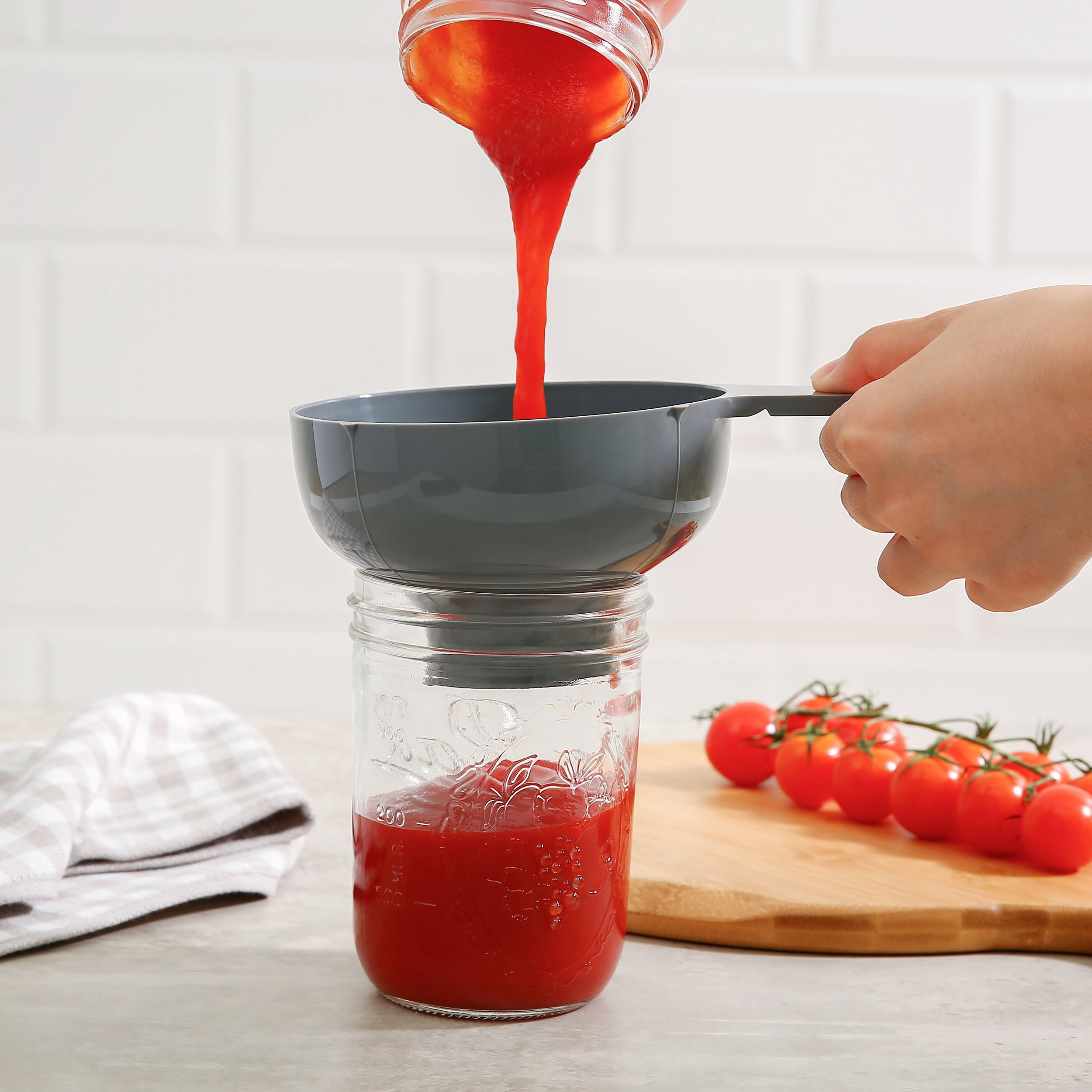 Mainstays Plastic Canning Funnel for Mason Jars, Home Canning Essentials, Gray