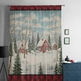 thumbnail image 5 of Christmas Semi Sheer Curtains Drapes for Living Room, Bedroom, French Doors Window 84 Inches Long, Farmhouse Snowflake Xmas Tree Red Plaid Rod Pocket Chiffon Curtain Drapery Voile Draperies Panel, 5 of 6