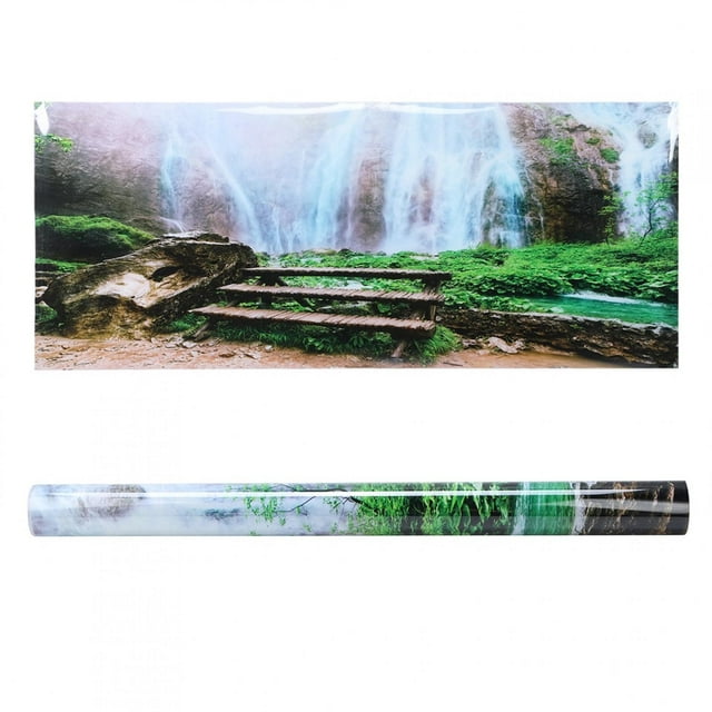 Aquarium Background, Painting PVC Sticker Landscape Image Terrarium Background Aquarium Decor Background Poster Decorative for Aquarium Fish Box