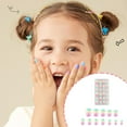 thumbnail image 1 of PFDDRW Sparkling 24pcs Kids Childrens Girl Fake Stick Press On Finger Cover Nails, 1 of 8
