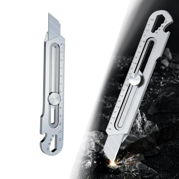 6-in-1 Multi-Purpose Utility Knife, Heavy Duty Retractable Box Cutter, Stainless Steel Snap off Cutter Knife - Safety Lock Design , Professional Cutter Knife, Die-Cast Cutter Knife