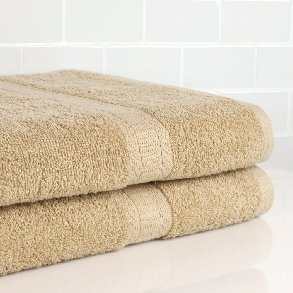 Mainstays Basic Solid 2Piece Bath Sheet Set, Vallejo Tan