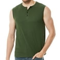 thumbnail image 2 of Men's Tank Tops Qiggri Men Casual Solid Sleeveless Pullover Sports Vest Button T Shirt Blouse Muscle Shirts, 2 of 9