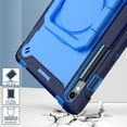 thumbnail image 4 of Kids Durable Handle Case for Samsung Galaxy Tab S9/S9 FE, Silicone PC Heavy Duty Protection 360 Rotating Ring Stand/Adjustable Shoulder Strap for Samsung Galaxy Tab S9/S9 FE, Navy+Blue, 4 of 8