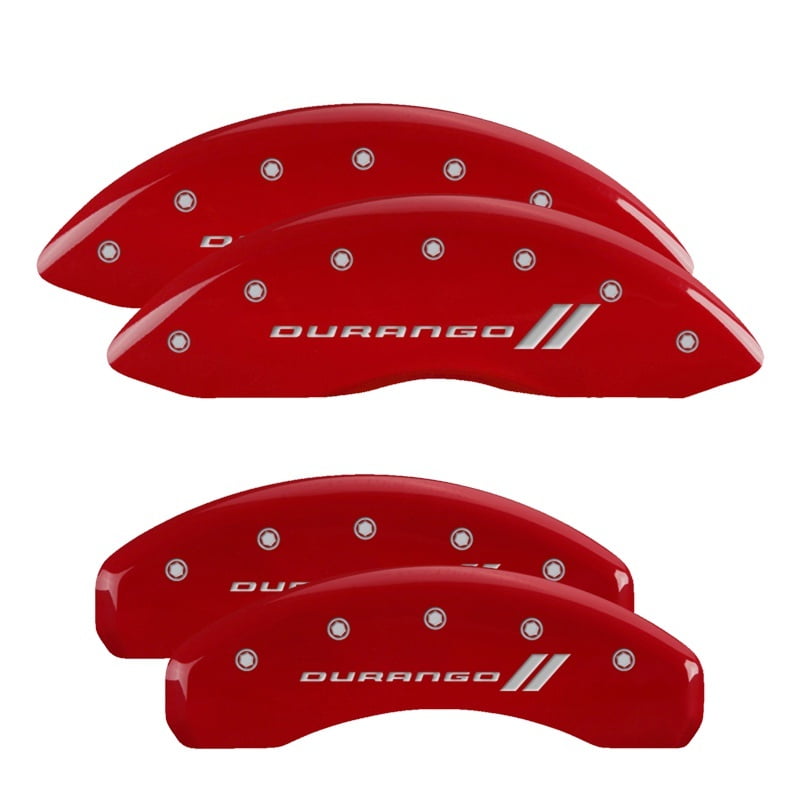Set of 4 13009SSTYRD MGP Caliper Covers Stingray Engraved Front and Rear Caliper Cover with Red Powder Coat Finish and Silver Characters, 