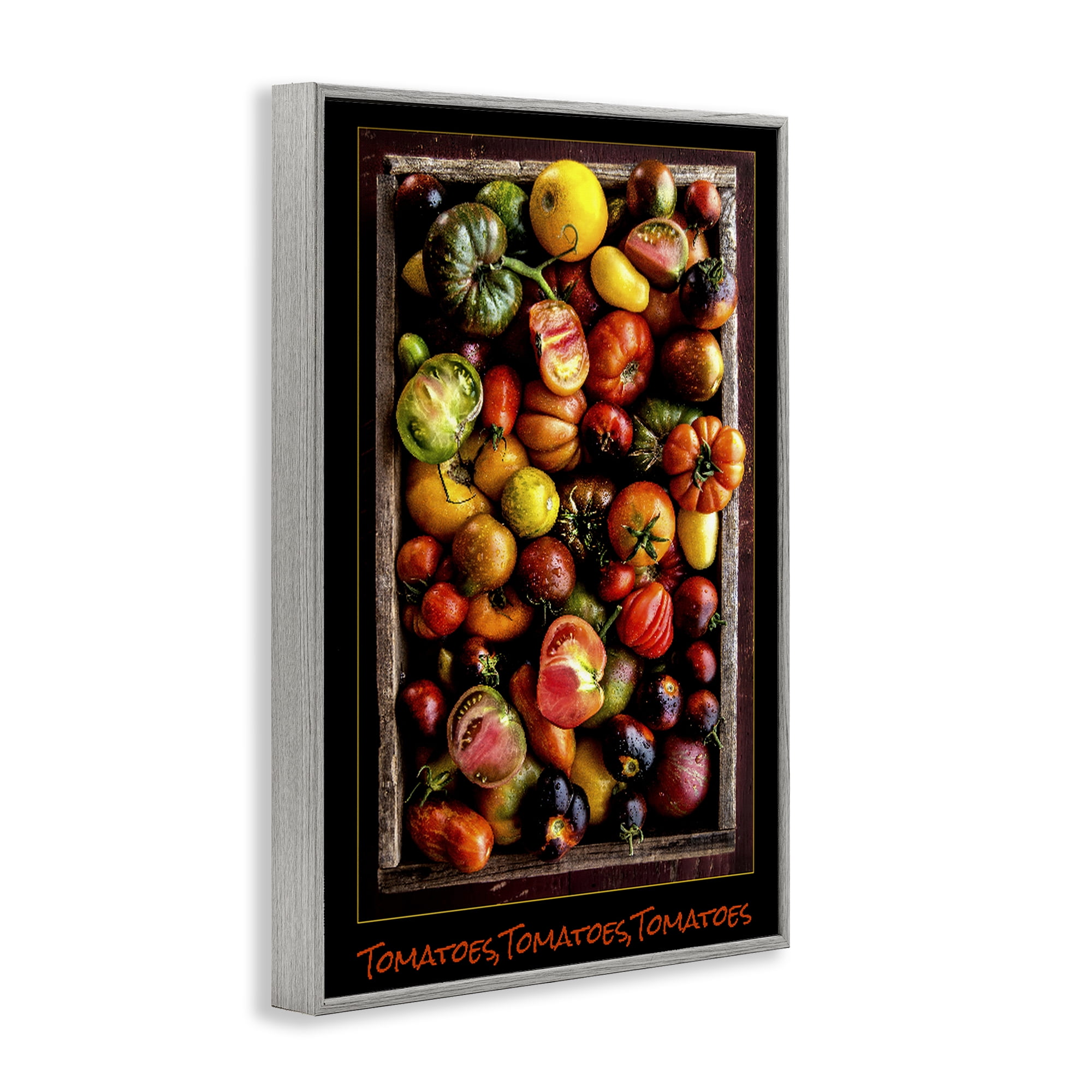 Stupell Industries Ripe & Bountiful Tomato Harvest Gray Framed Giclee Art, design by Carl Kravats