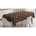 thumbnail image 1 of African Tablecloth, Indigenous Abstract Shapes Cheetah Motif Jungle Animal Skin Motif, Rectangle Satin Table Cover Accent for Dining Room and Kitchen, 52" X 70", Dark Maroon Beige Brown, by Ambesonne, 1 of 2