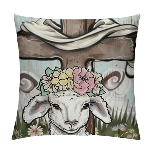 PHYHOO Easter Decorative Throw Pillow Covers, Faith This Home All Who Enter Outdoor Home Decor, Oh Come Let Him Couch Cushion Case White