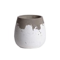 thumbnail image 1 of Cement Round Bellied Pot With Irregular Gray Band Rim Top, Small, White, 1 of 1