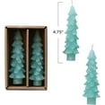 thumbnail image 4 of Creative Co-Op Unscented Textured Tree Shaped Taper Candles in Box, Aqua, Set of 2, 4 of 4
