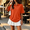 thumbnail image 2 of Polo Shirts for Women Button Collared Summer Short Sleeve Tops Lightweight Work Golf Shirt Womens Blouses Orange S, 2 of 9