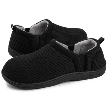 LongBay Men's Slippers Warm Bedroom House Shoes Slip-On Memory Foam Winter House Slippers for Indoor Outdoor