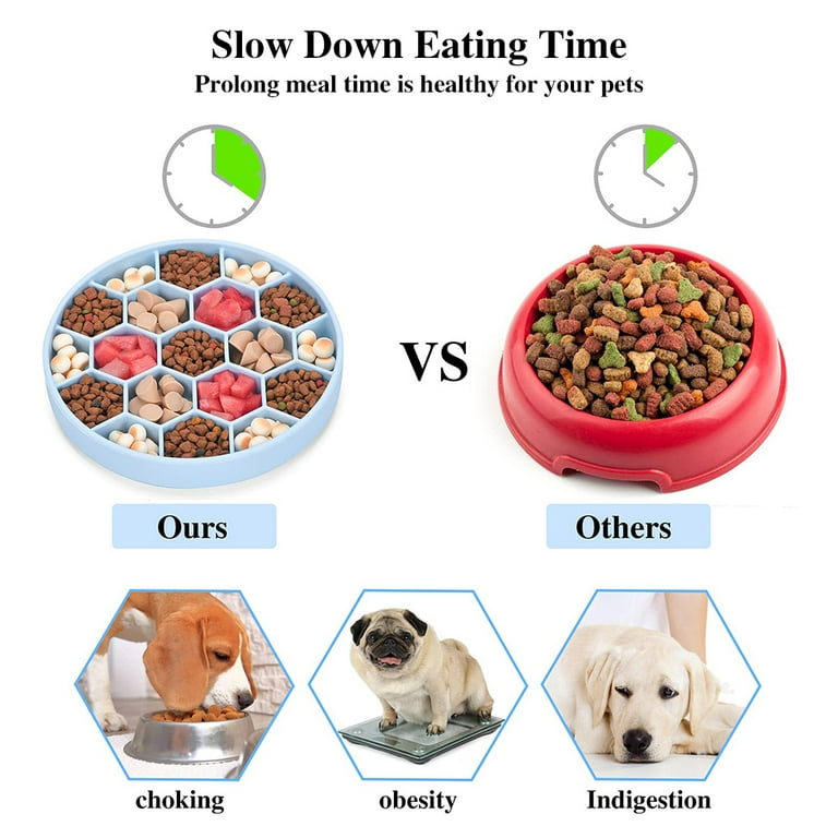 Eterstarly Silicone Slow Feeder Dog Bowls with Bottom Suction Cup, Puzzle Feeders Bowl Interactive Bloat Stop Dogs Dish, Dog Food Water Bowl for Large