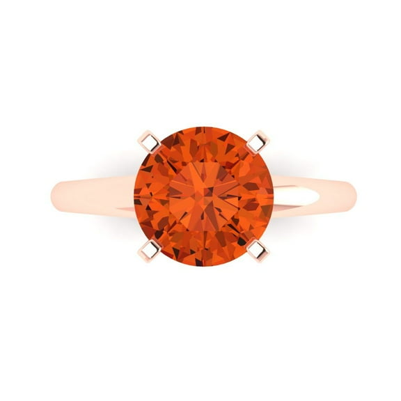 Clara Pucci 14K Rose Gold 2.5ct Red Solitaire Ring for Women