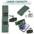 thumbnail image 6 of SaniMore Samsung Galaxy S23 Case (6.1" 2023) with Zipper Wallet & Wrist Strap & Magnetic Closure Card Slots Kickstand Slim Full-around Protective Business Cover for Samsung Galaxy S23, Darkgreen, 6 of 15